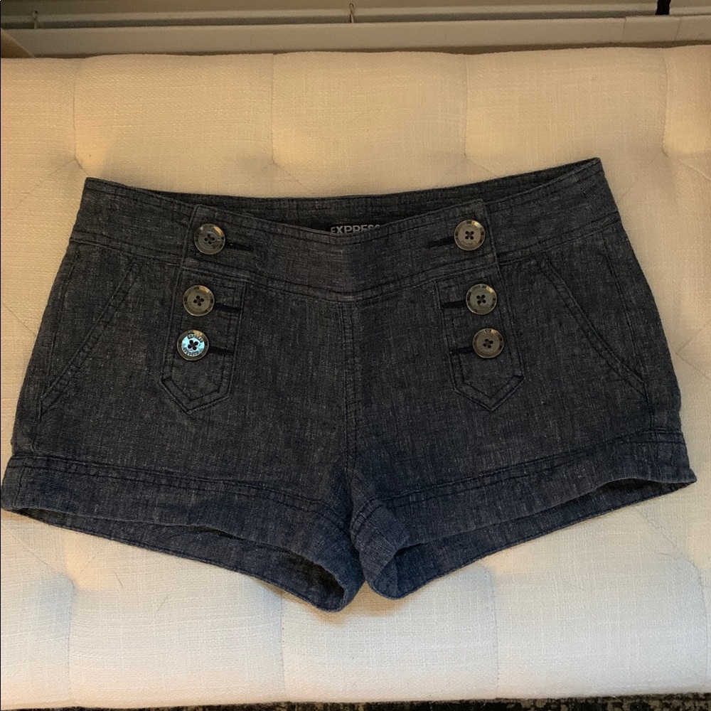 Express Charcoal (with blue tint) Button-Accent Shorts
